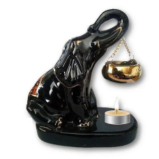 Аромалампа керамічна Слон чорний h 18 см