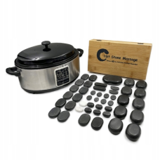 Набір базальтових масажних каменів 45 шт Нагрівач 6л Набір для стоунмасажу Базальтові масажні камені