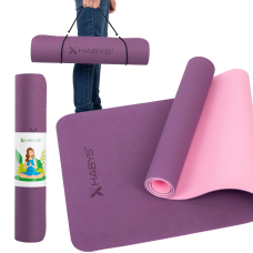 Тренажерний килимок TPE, 183x61x0,6 см - фіолетовий (двошаровий)