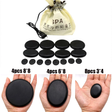 Набір масажних каменів з термонагрівачем 16 шт Масажне каміння Стоунтерапія Камені масажні для обличчя і тіла