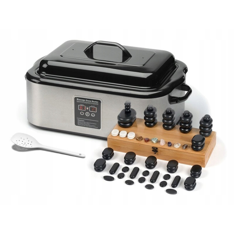 Масажне базальтове каміння 64 шт Нагрівач Aveno Life 17л Професійне каміння для масажу