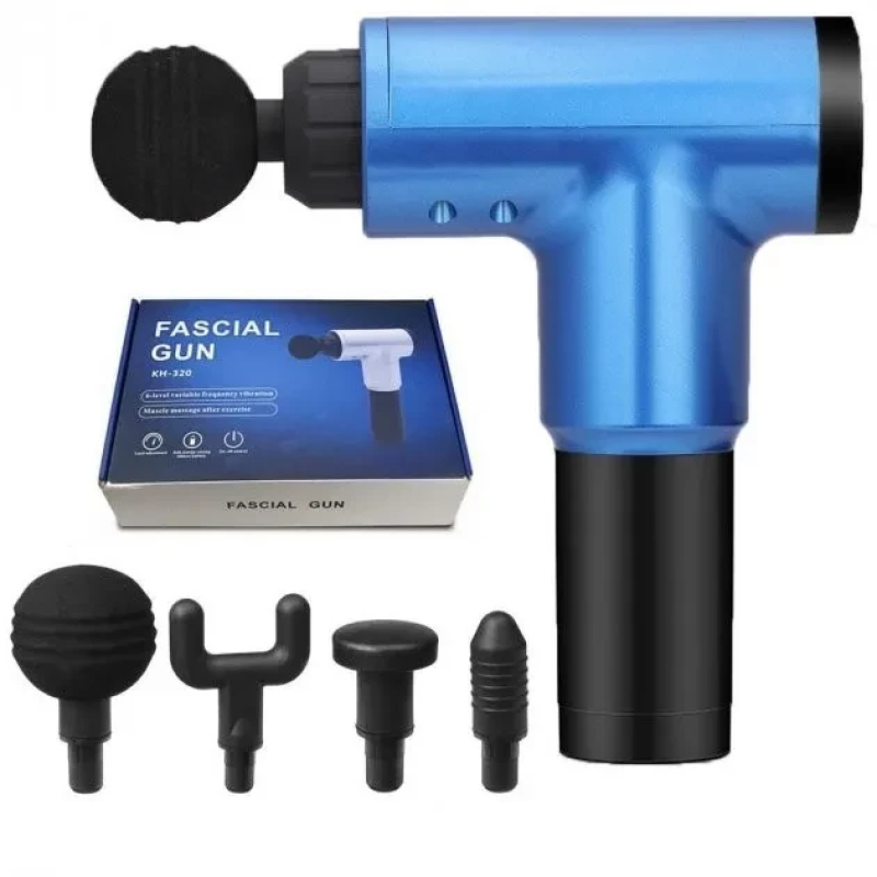 Вібраційний ударний м“язовий масажер Fascial Gun KH-320 4 насадки М“язовий ударний масажер