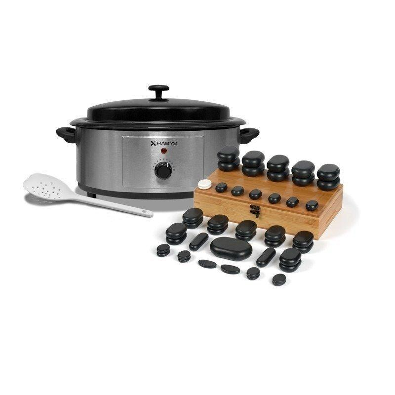 Набір каменів для стоун масажу 45 шт Нагрівач Habys 6л Базальтові масажні камені з нагрівачем