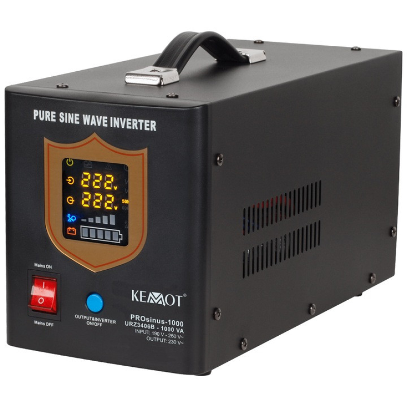 Комплект резервного живлення KEMOT PROsinus-1000 12 В 1000/700 Вт + акумулятор TECHTRU AGM-12-100-AC 12 В 100 Аh