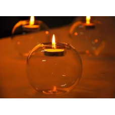 Свічник скляний 7.5 см 1 шт Прозора кулька для свічки Скляний свічник для маленьких свічок