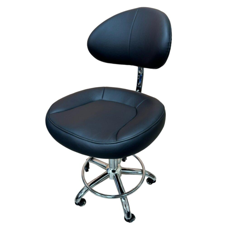 Стілець майстра CQ-1178-1 Чорний Крісло перукарське з відкидною спинкою Стілець косметолога зі спинкою