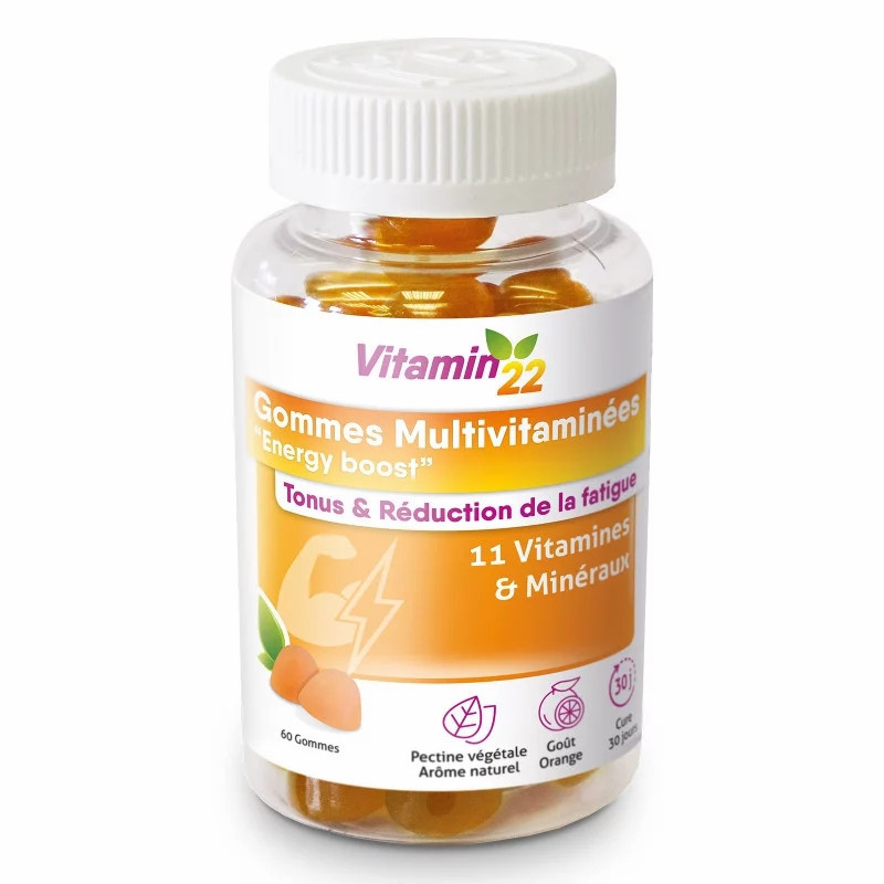 Вітаміни жувальні для дорослих Vitamin“22 Gommes multivitaminees energy boost 60 шт Комплекс вітамінів