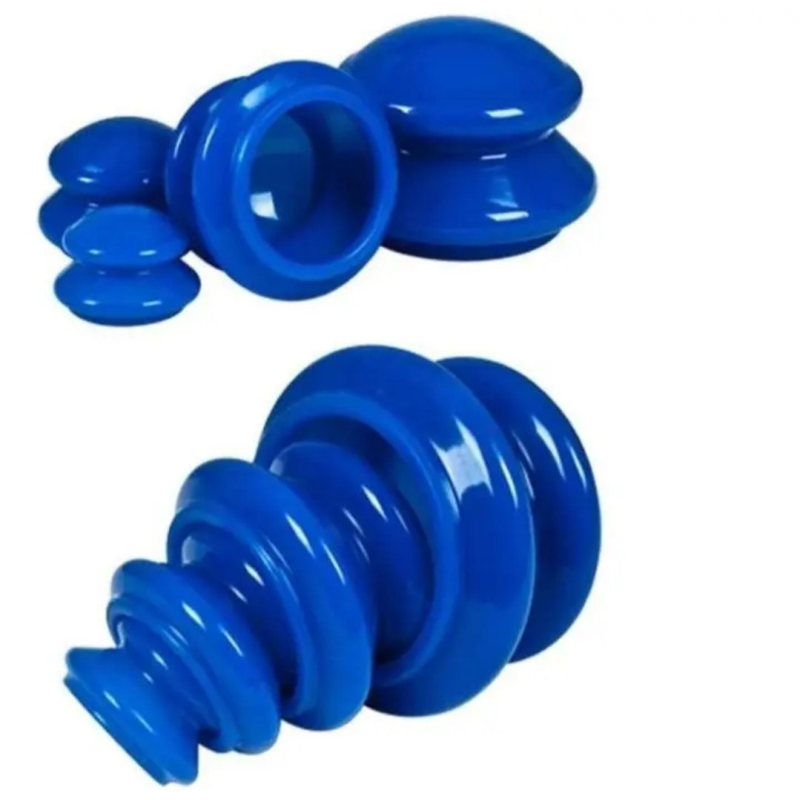 Вакуумні банки для масажу 4 шт Білий/Синій Банки силіконові для вакуумного масажу Вакуумний масаж